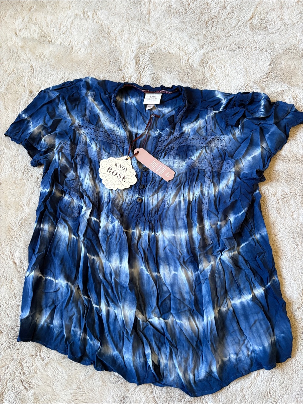 Knox Rose blue and white tie dye top